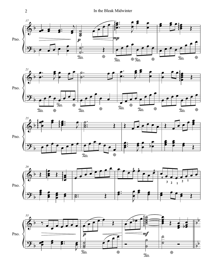 In the Bleak Midwinter Piano Solo scores gallery preview page 2