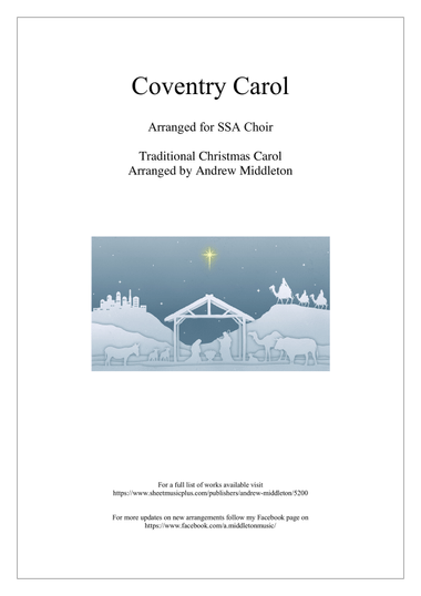 Coventry Carol arranged for SSA Choir