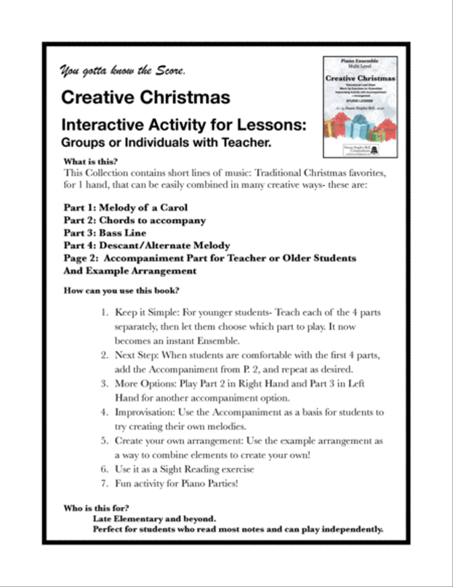 Creative Christmas: Six Carols for Interactive Ensembles Piano Duet scores gallery preview page 3