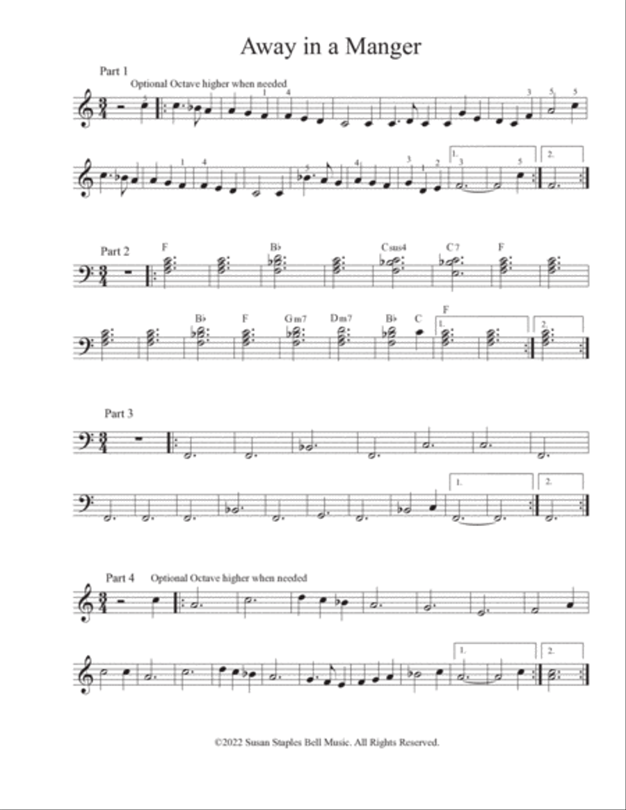 Creative Christmas: Six Carols for Interactive Ensembles Piano Duet scores gallery preview page 6