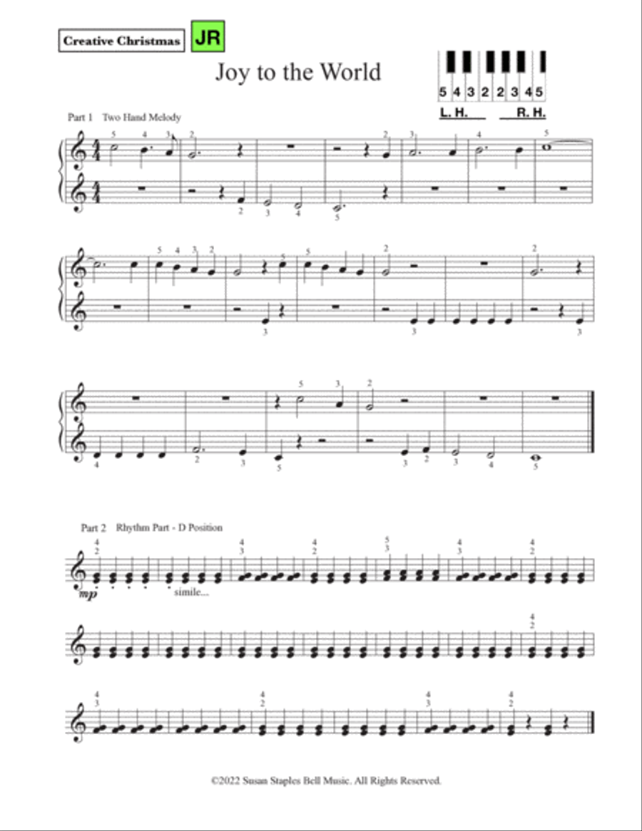 Creative Christmas JUNIOR for Elementary. Six Carols for Interactive Ensembles Easy Piano scores gallery preview page 4
