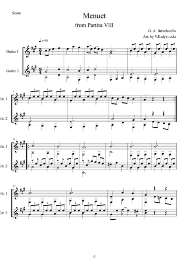 Menuet from Partita VIII for guitar duo