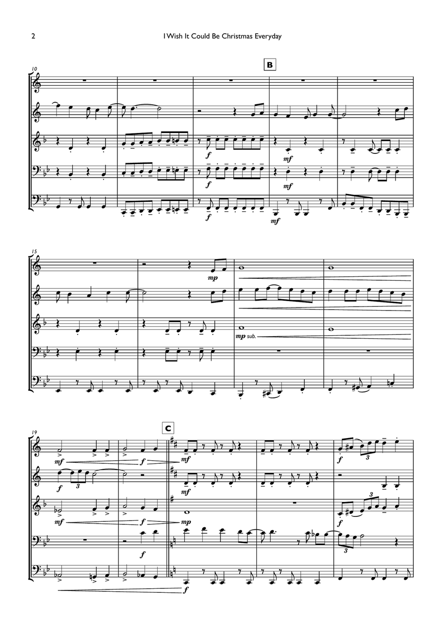 I Wish It Could Be Christmas Every Day Brass Ensemble scores gallery preview page 2