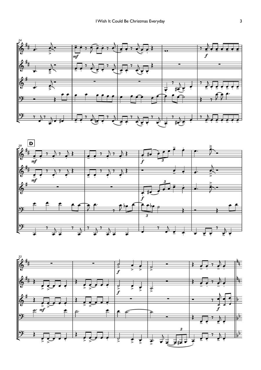 I Wish It Could Be Christmas Every Day Brass Ensemble scores gallery preview page 3