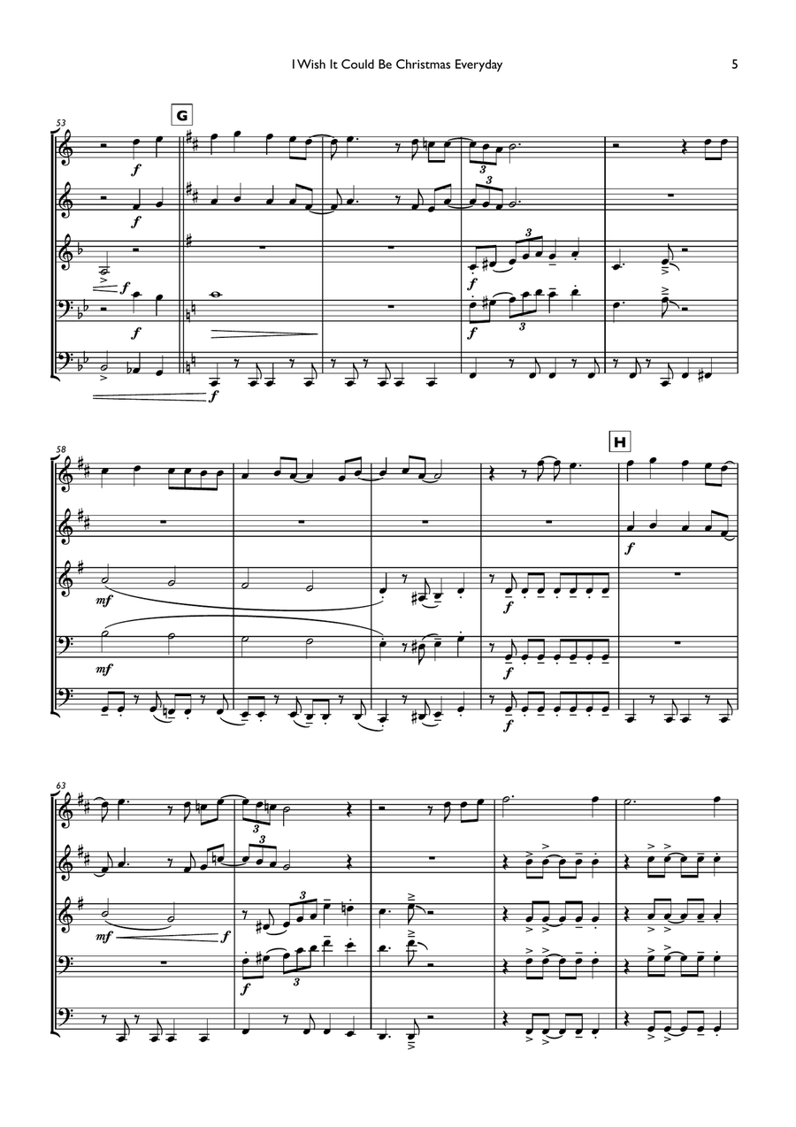 I Wish It Could Be Christmas Every Day Brass Ensemble scores gallery preview page 5