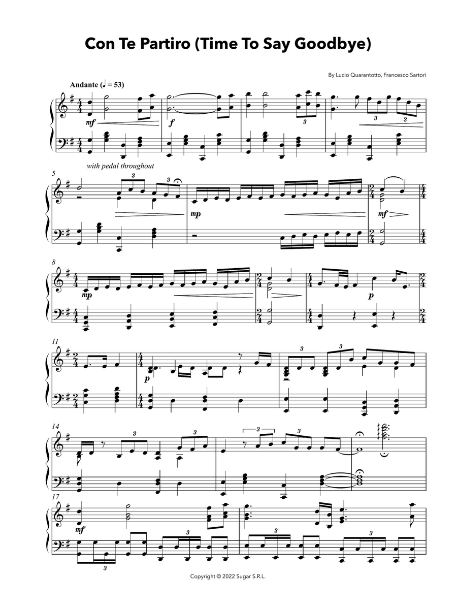 Con Te Partiro (time To Say Goodbye) Con Te Partiro (time To Say Goodbye) Piano Solo scores gallery preview page 2