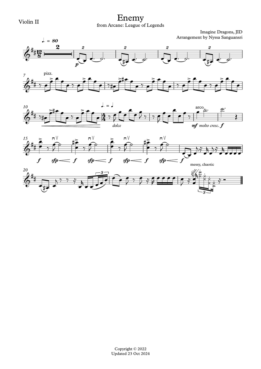 Enemy Enemy String Quartet scores gallery preview page 5