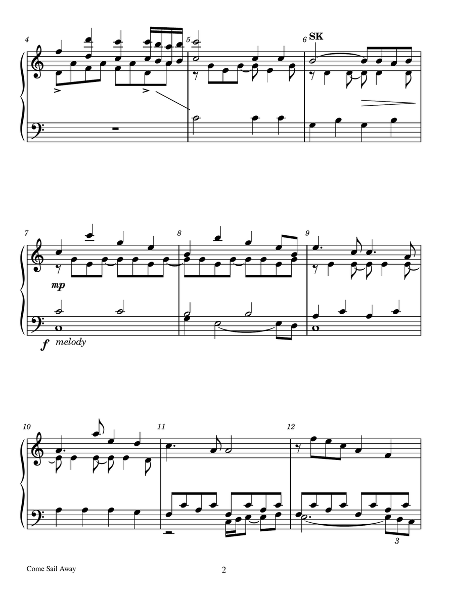 Come Sail Away - Score Only Handbell Choir scores gallery preview page 2