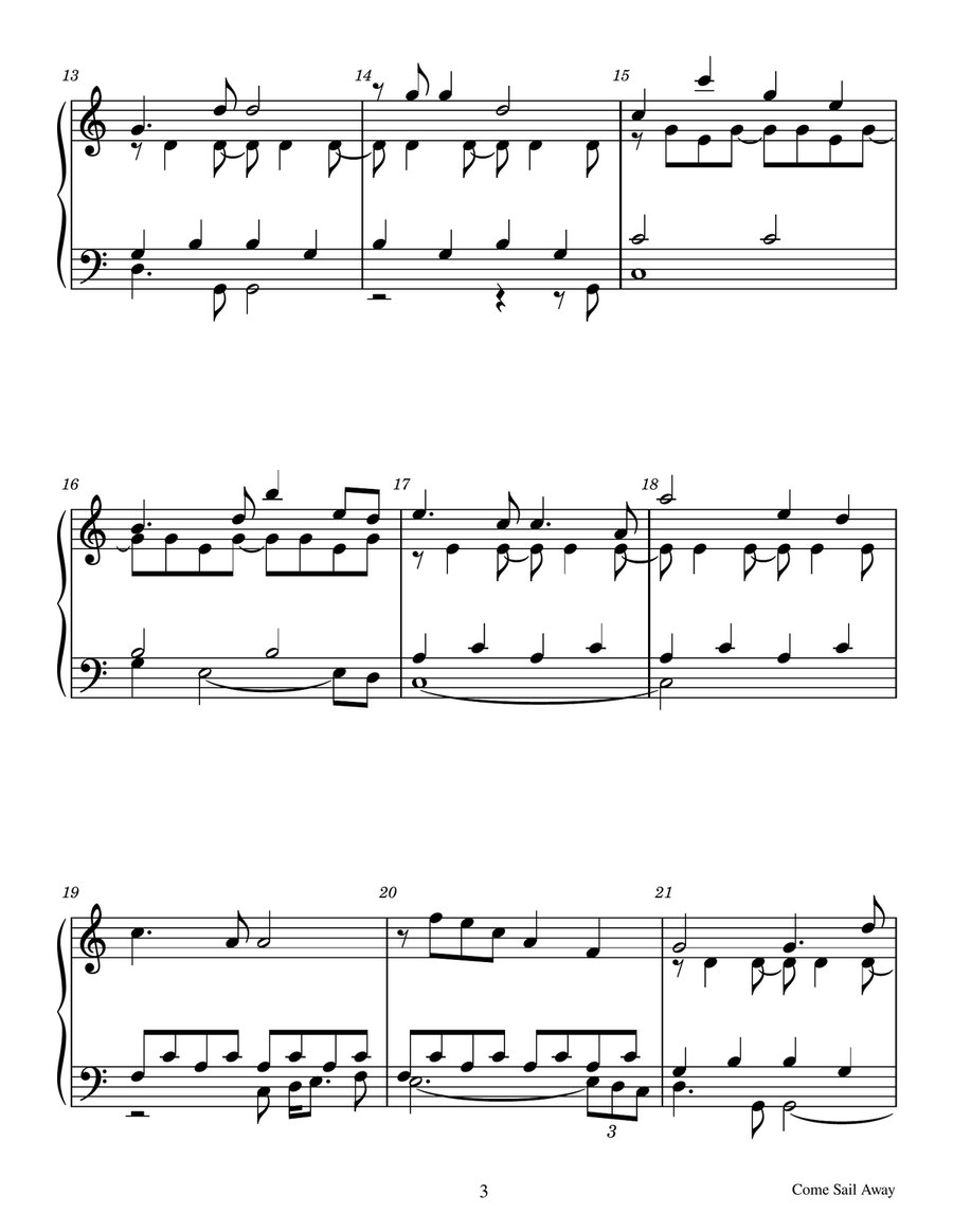 Come Sail Away - Score Only Handbell Choir scores gallery preview page 3
