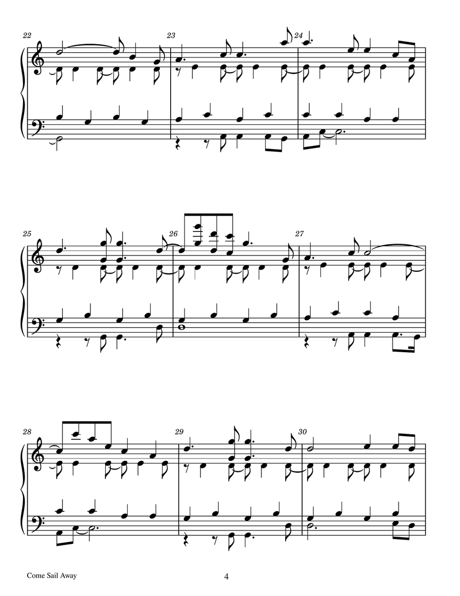 Come Sail Away - Score Only Handbell Choir scores gallery preview page 4