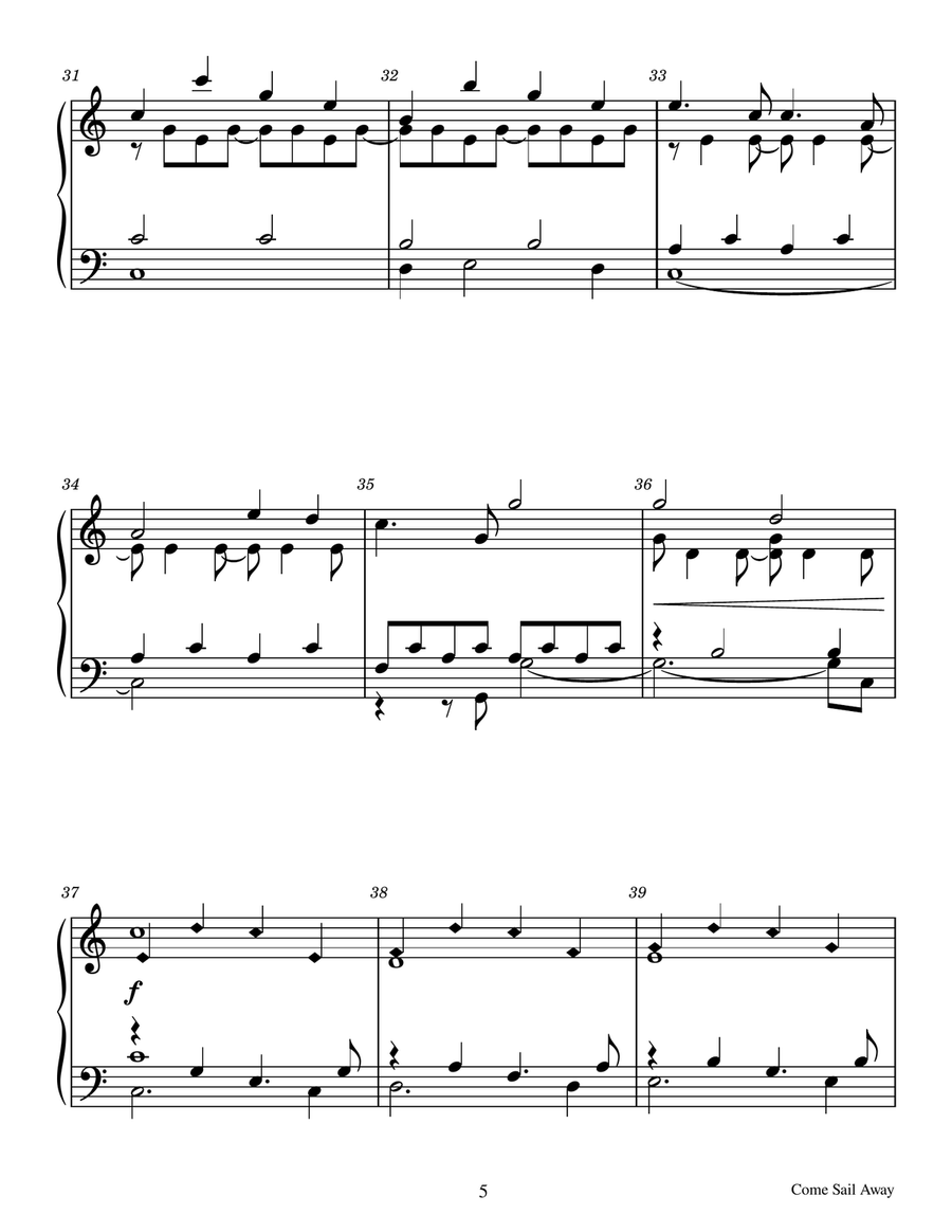 Come Sail Away - Score Only Handbell Choir scores gallery preview page 5