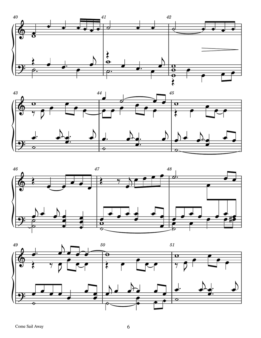 Come Sail Away - Score Only Handbell Choir scores gallery preview page 6
