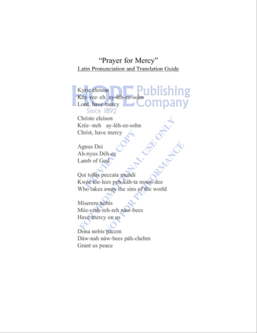 Prayer for Mercy Prayer for Mercy 4-Part scores gallery preview page 3
