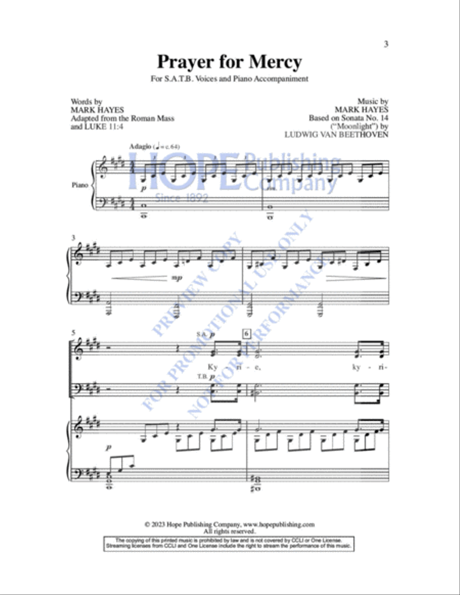 Prayer for Mercy Prayer for Mercy 4-Part scores gallery preview page 4