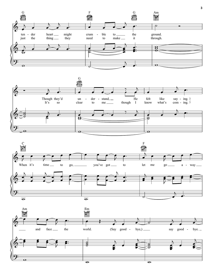 When It's Time To Go Piano, Vocal, Guitar scores gallery preview page 3