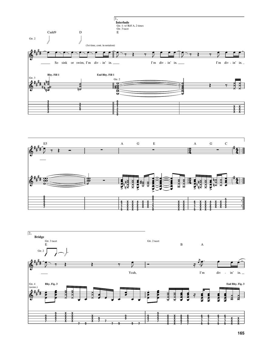 Dive Dive Guitar Tablature scores gallery preview page 4