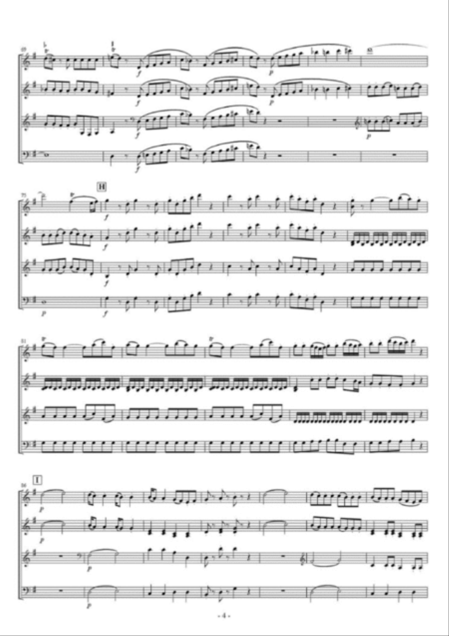 Eine kleine Nachtmusik 1st Mov. for 2 Marimbas Quartet Marimba scores gallery preview page 5