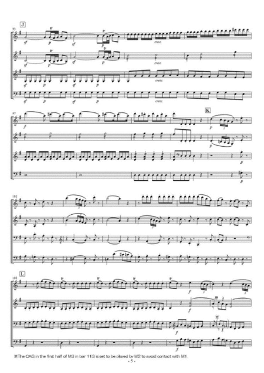 Eine kleine Nachtmusik 1st Mov. for 2 Marimbas Quartet Marimba scores gallery preview page 6