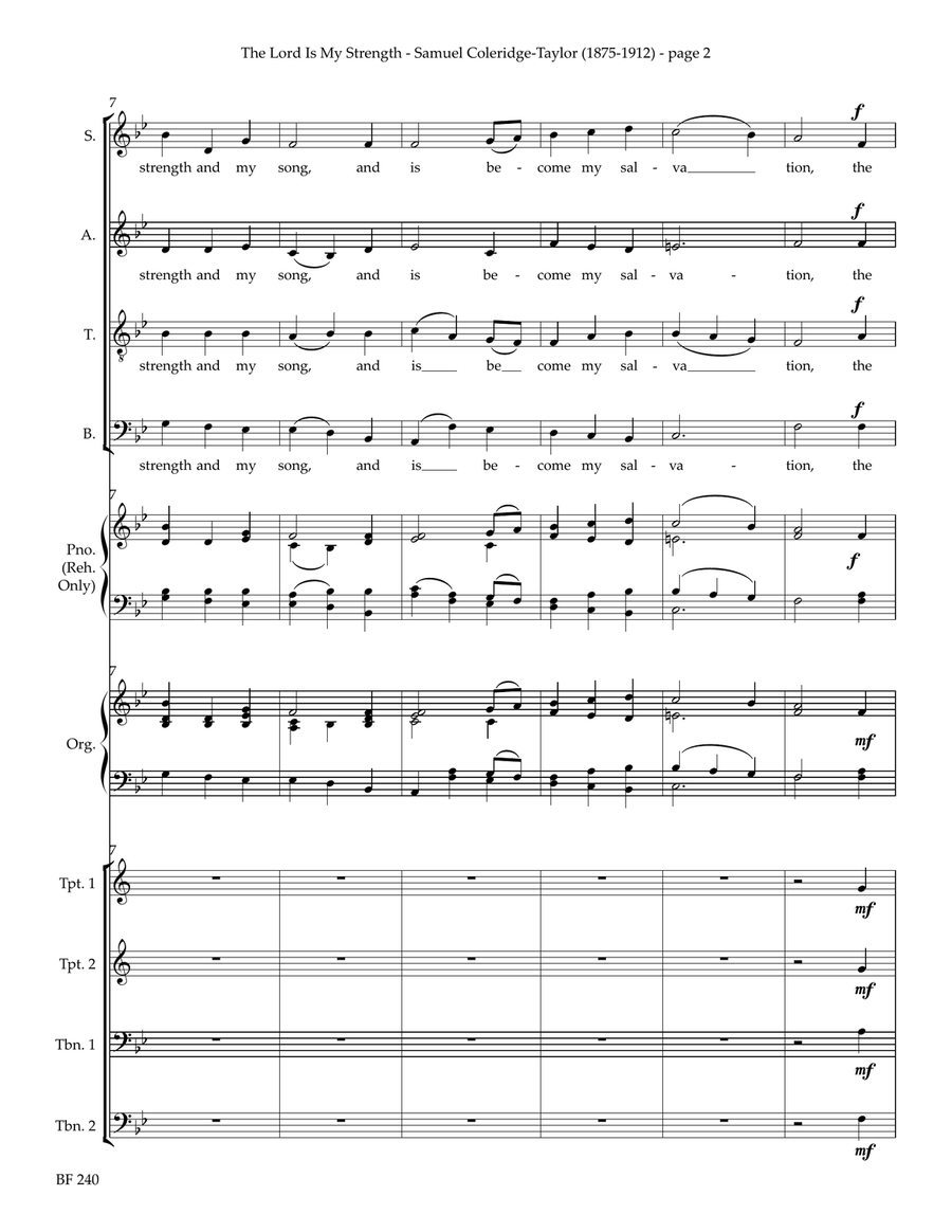 Anthem: The Lord is My Strength for Mixed Chorus and Brass Quartet Choir scores gallery preview page 3