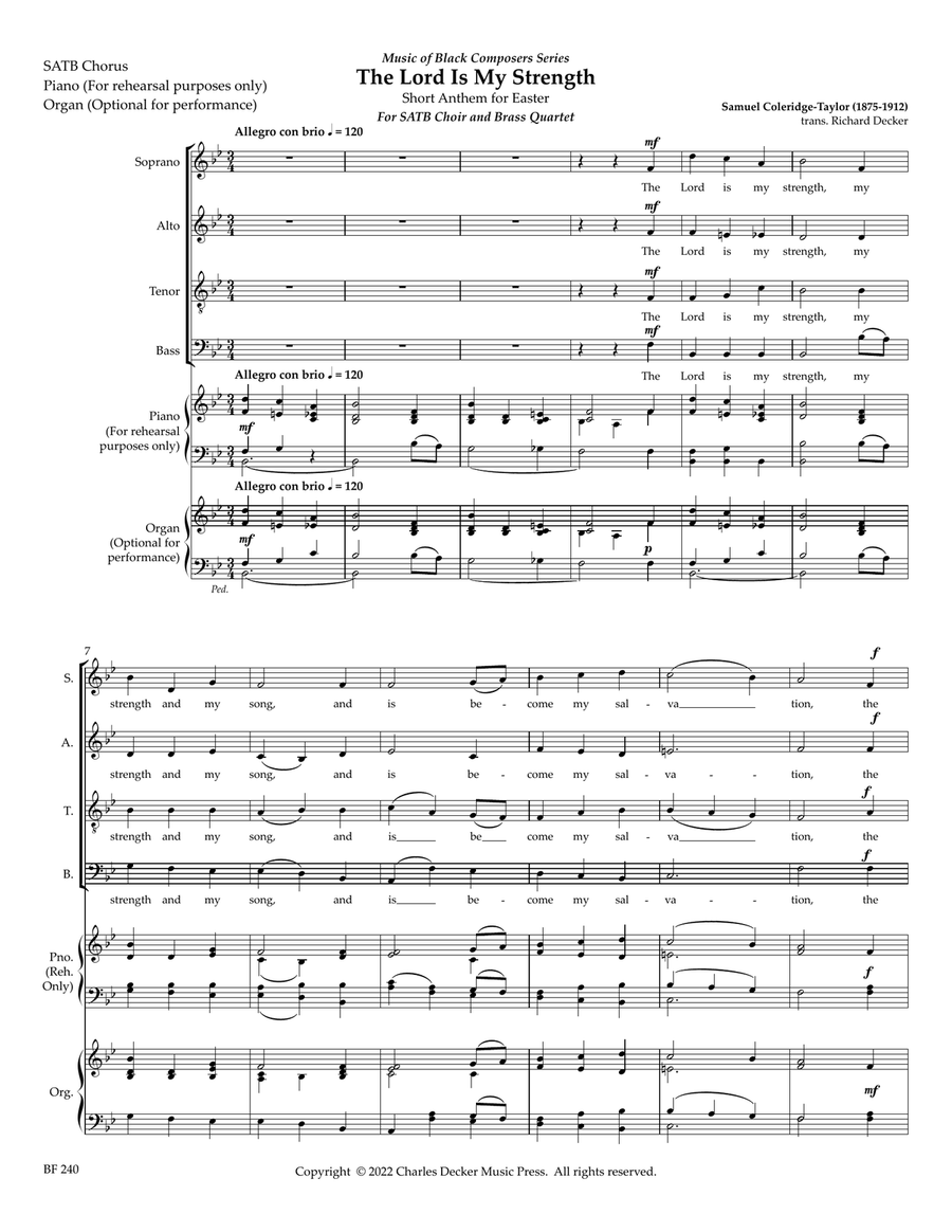 Anthem: The Lord is My Strength for Mixed Chorus and Brass Quartet Choir scores gallery preview page 5