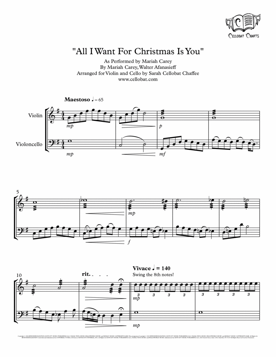 All I Want For Christmas Is You String Duet scores gallery preview page 1