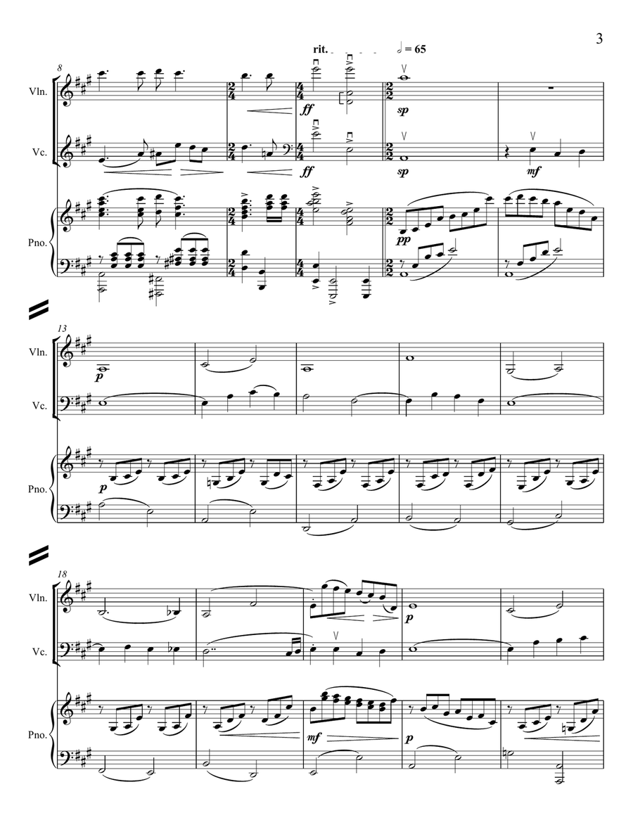 Because He Lives for Violin, Violoncello, and Piano Piano Trio scores gallery preview page 3