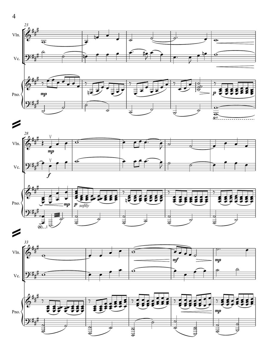 Because He Lives for Violin, Violoncello, and Piano Piano Trio scores gallery preview page 4