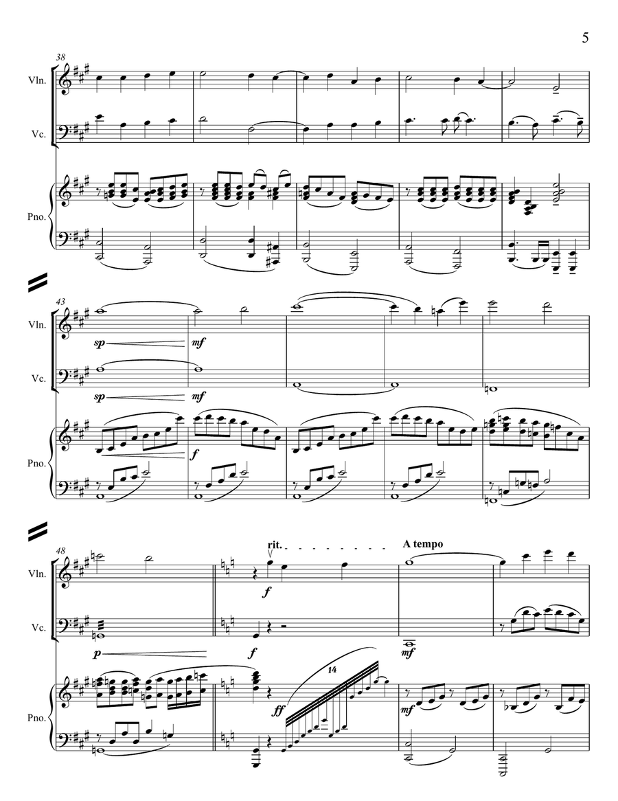 Because He Lives for Violin, Violoncello, and Piano Piano Trio scores gallery preview page 5