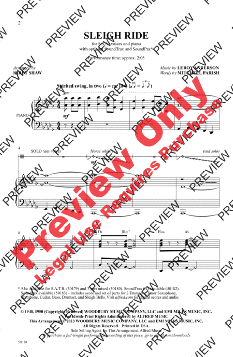 Sleigh Ride Sleigh Ride Women's Choir scores gallery preview page 2