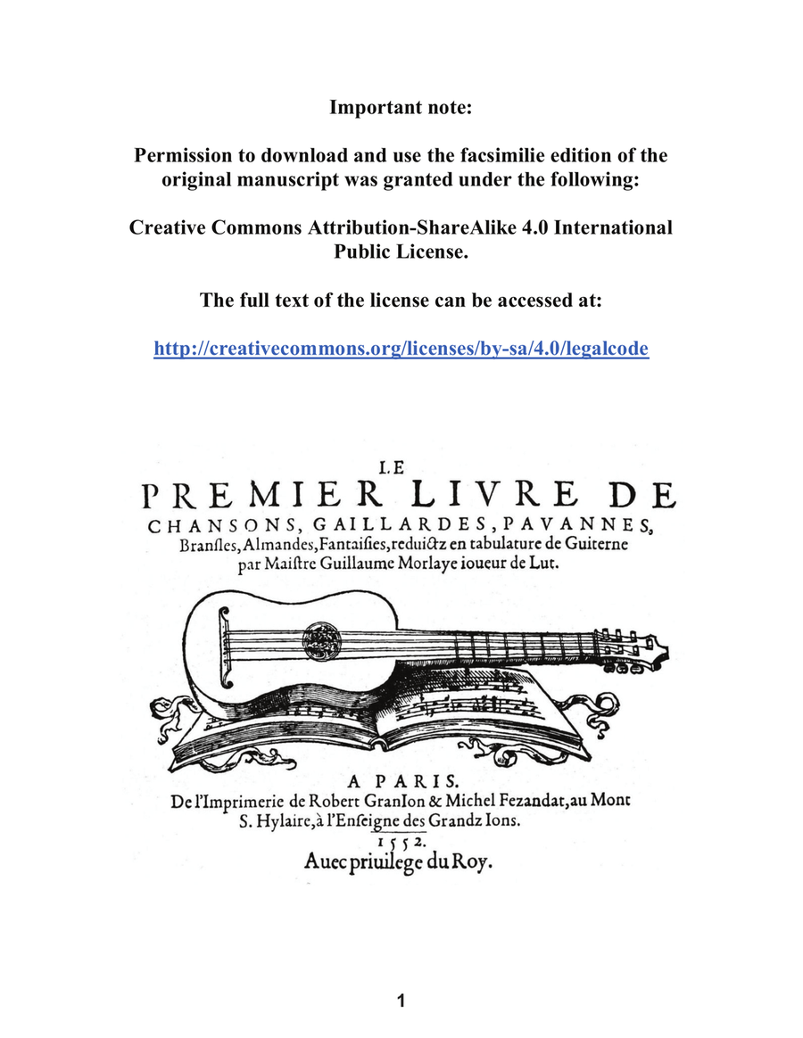 Guillaume Morlaye: First Book of Tablature For Low G Ukulele Ukulele scores gallery preview page 3
