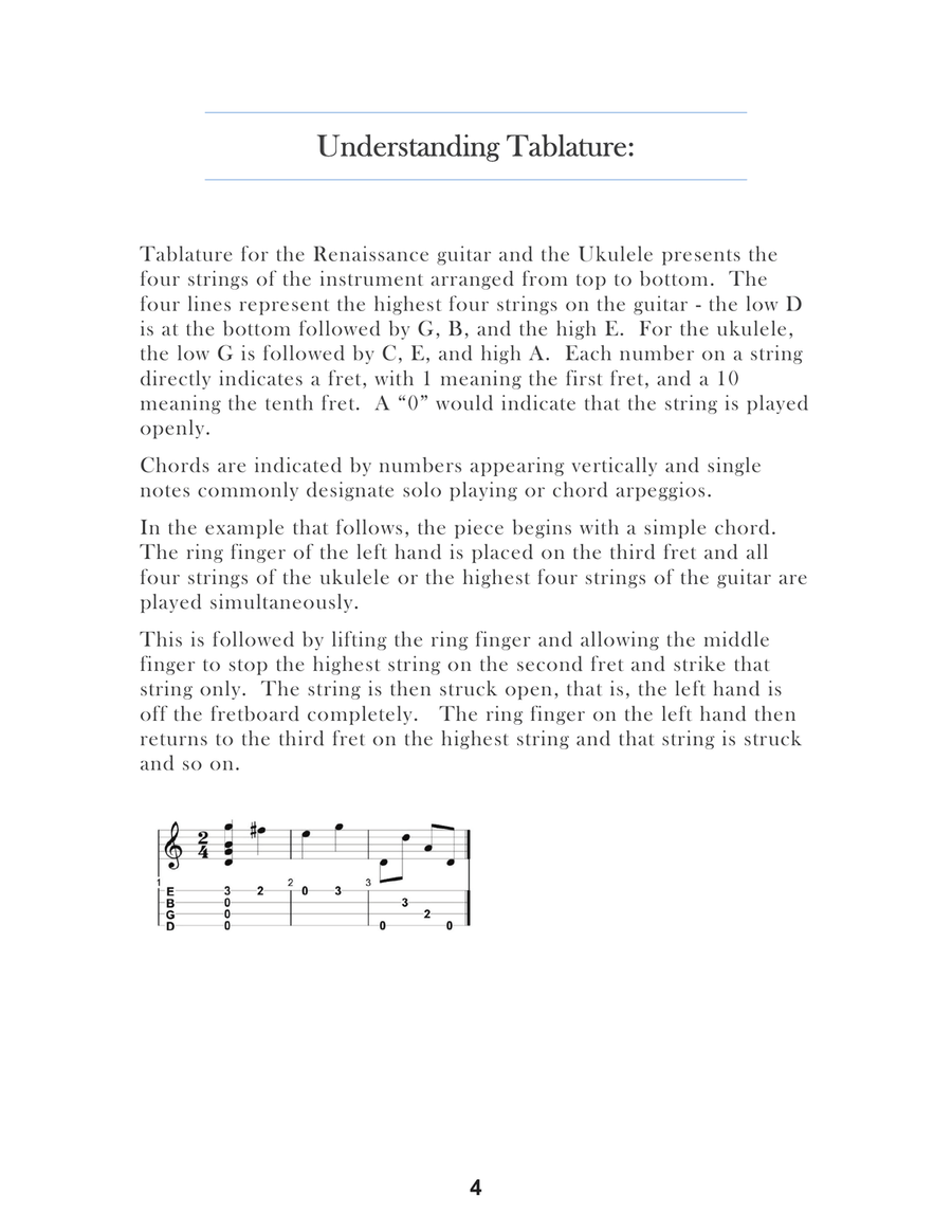 Guillaume Morlaye: First Book of Tablature For Low G Ukulele Ukulele scores gallery preview page 6