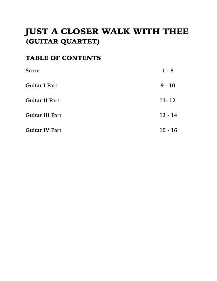 Just a Closer Walk With Thee / Solace (Guitar Quartet) Guitar Ensemble scores gallery preview page 4