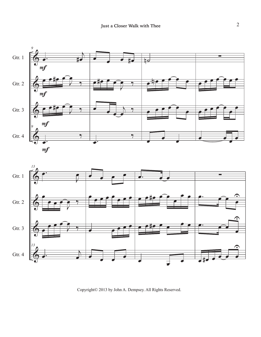 Just a Closer Walk With Thee / Solace (Guitar Quartet) Guitar Ensemble scores gallery preview page 6