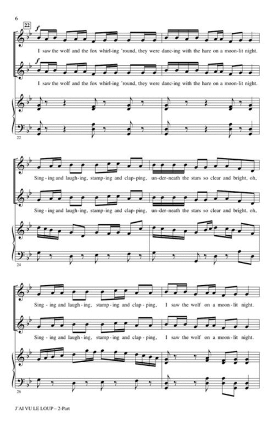 J'ai vu le loup (I Saw the Wolf) 2-Part scores gallery preview page 5