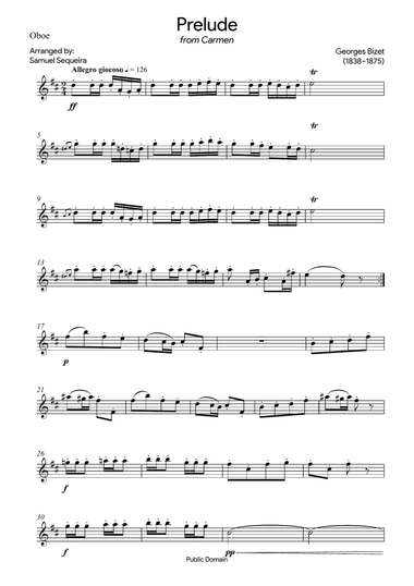 Prelude (from Carmen) - for Oboe - with play along