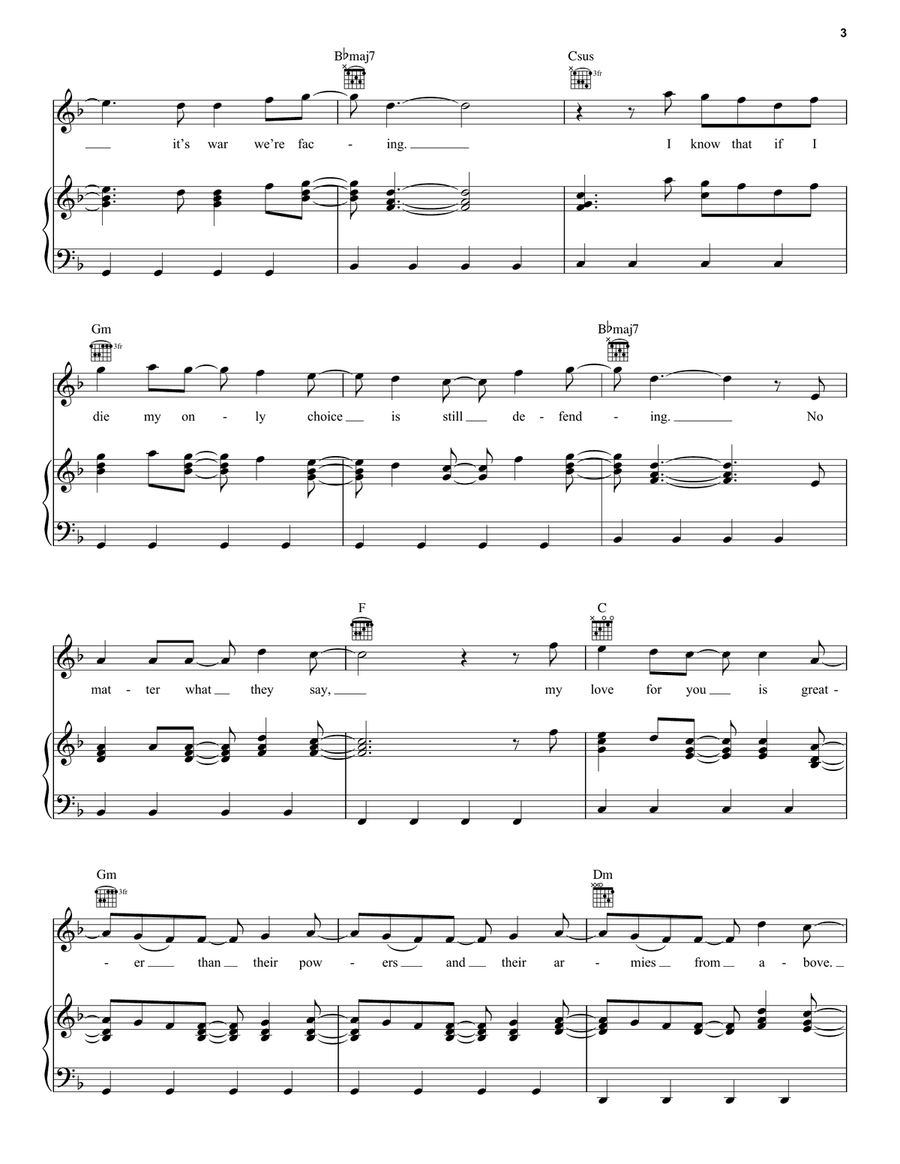 Nothing Is Lost (You Give Me Strength) (from Avatar: The Way Of Water) Piano, Vocal, Guitar scores gallery preview page 3