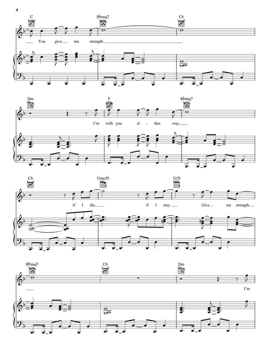 Nothing Is Lost (You Give Me Strength) (from Avatar: The Way Of Water) Piano, Vocal, Guitar scores gallery preview page 4