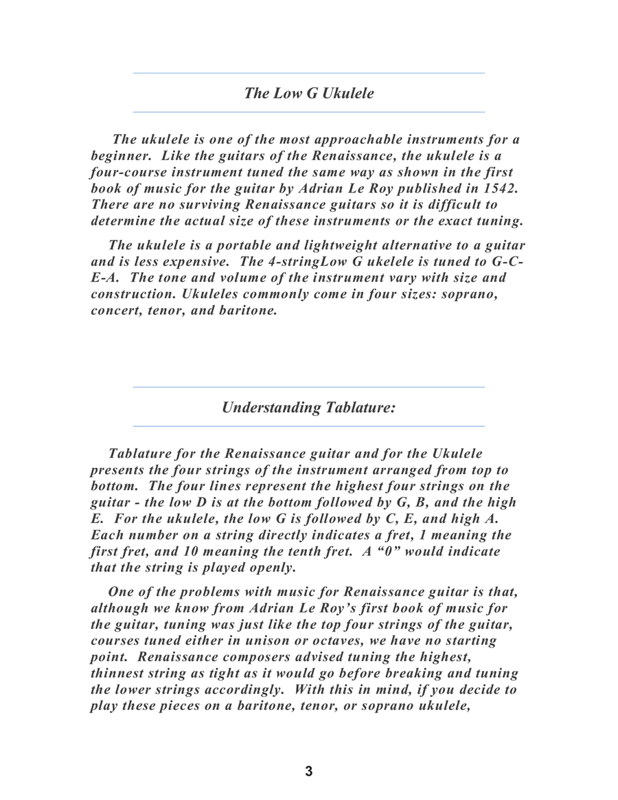 The Renaissance Lute: Compositions For Low G Ukulele and Other Four Course Instruments Lute scores gallery preview page 6