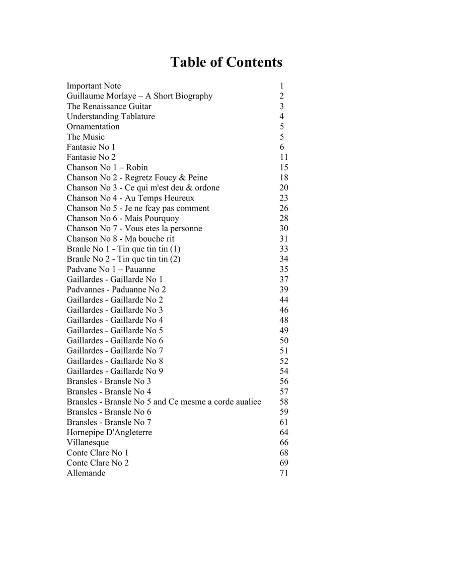 Guillaume Morlaye: Second Book of Tablature For Low G Ukulele Ukulele scores gallery preview page 2