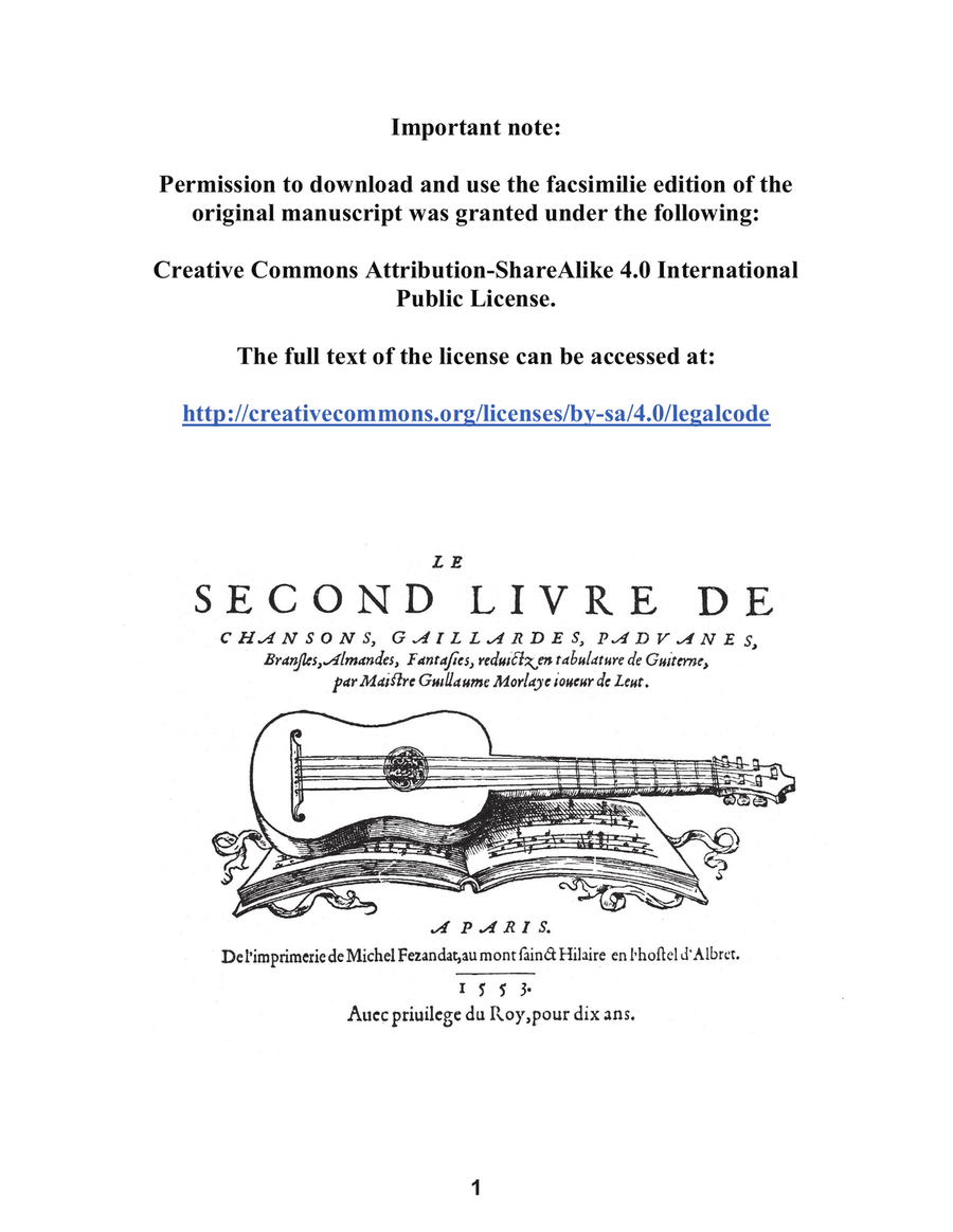 Guillaume Morlaye: Second Book of Tablature For Low G Ukulele Ukulele scores gallery preview page 3