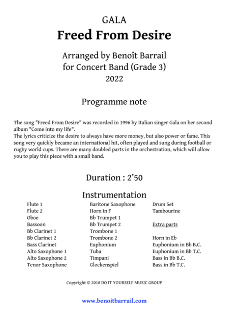 Freed From Desire Concert Band scores gallery preview page 3