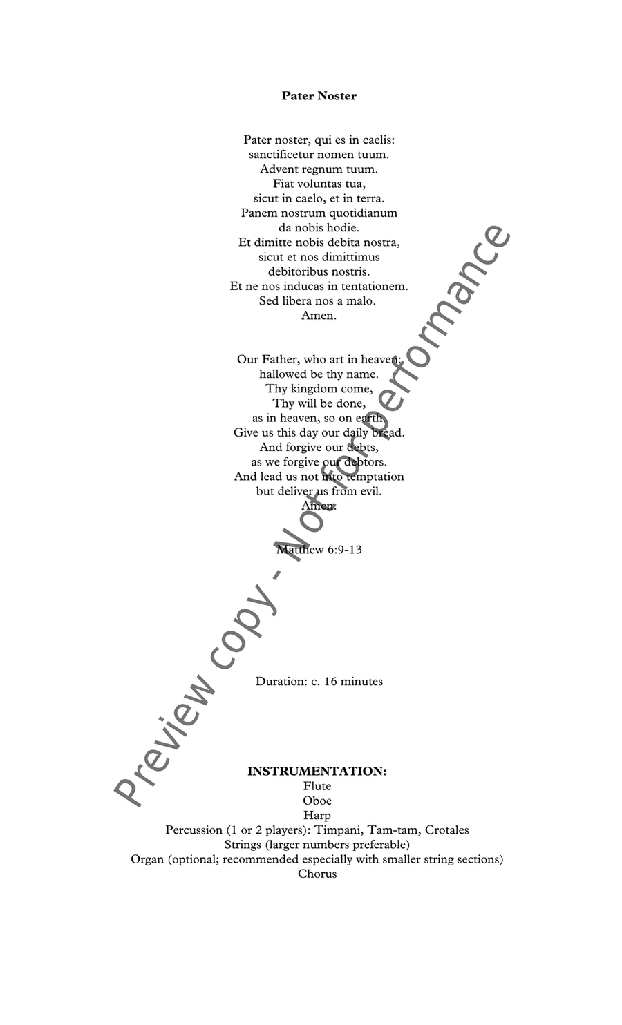 Pater Noster - orchestra and organ Orchestra scores gallery preview page 3