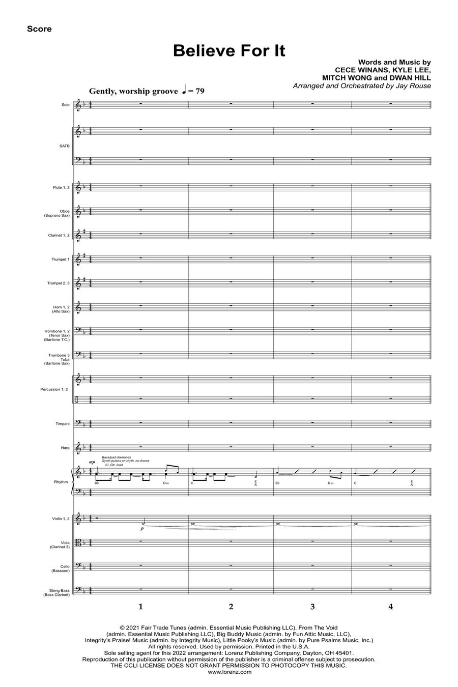 Believe For It - Downloadable Orchestral Score and Parts Full Orchestra scores gallery preview page 2