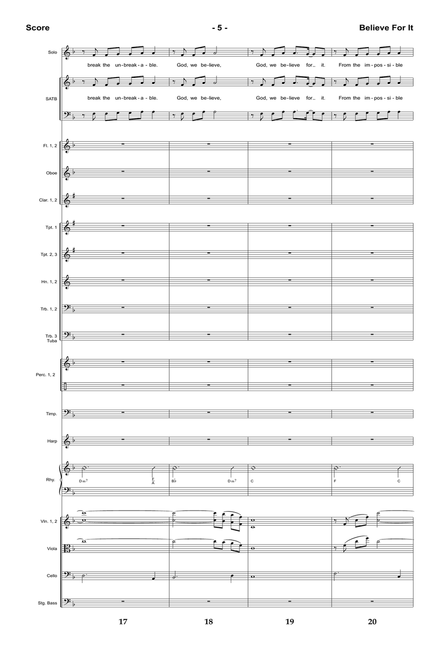 Believe For It - Downloadable Orchestral Score and Parts Full Orchestra scores gallery preview page 6