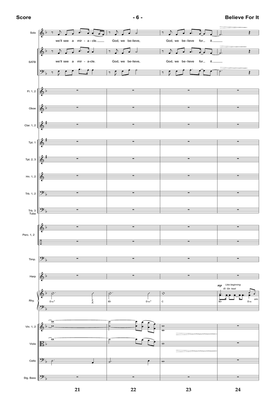 Believe For It - Downloadable Orchestral Score and Parts Full Orchestra scores gallery preview page 7