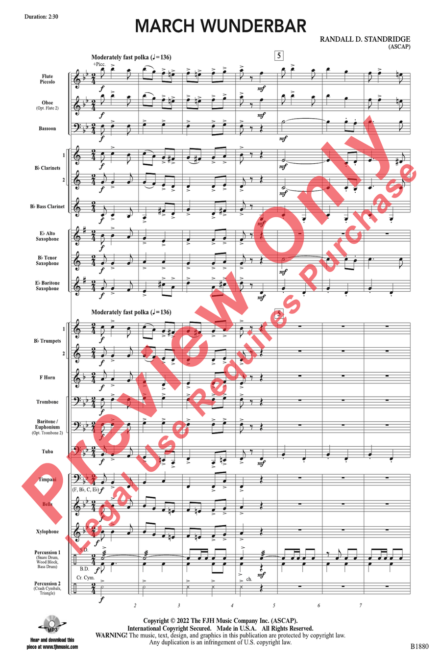 March Wunderbar March Wunderbar Concert Band scores gallery preview page 3