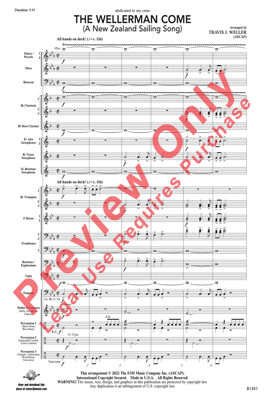 The Wellerman Come The Wellerman Come Concert Band scores gallery preview page 3