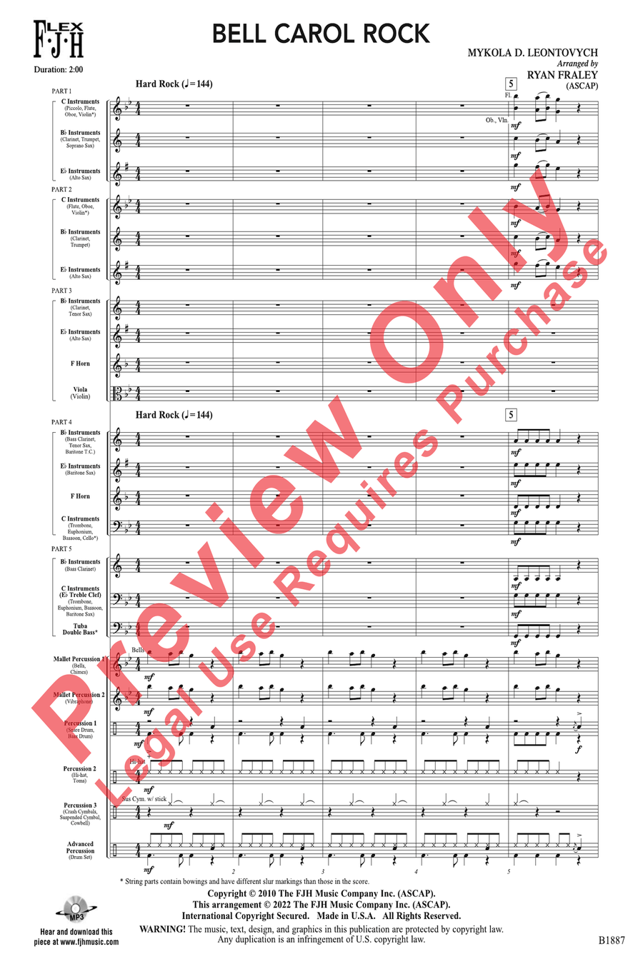 Bell Carol Rock Bell Carol Rock Concert Band scores gallery preview page 3