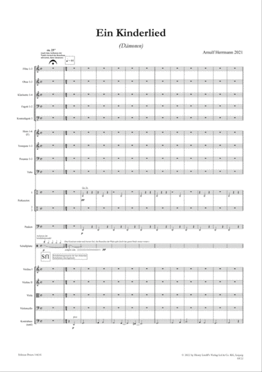Ein Kinderlied (Dämonen) Full Orchestra scores gallery preview page 2