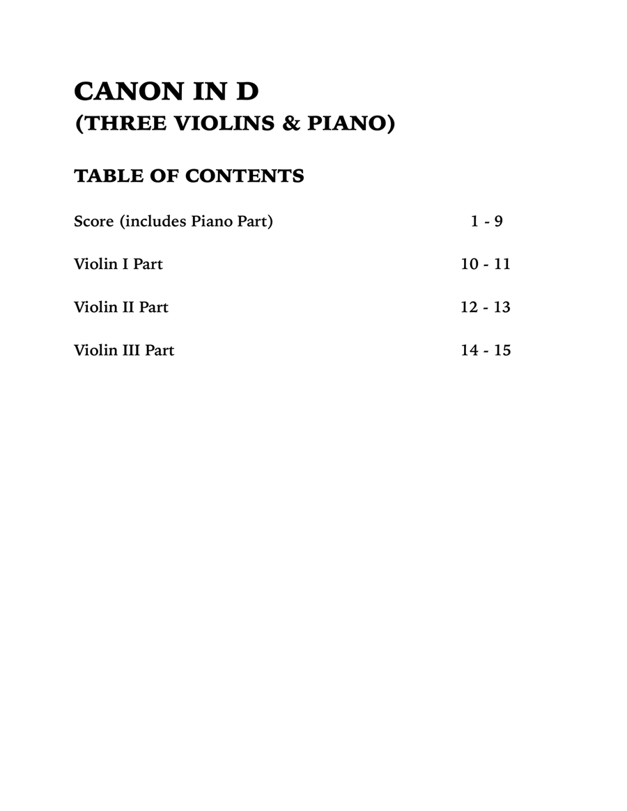 Canon in D (Quartet for Three Violins and Piano) Piano Quartet scores gallery preview page 4
